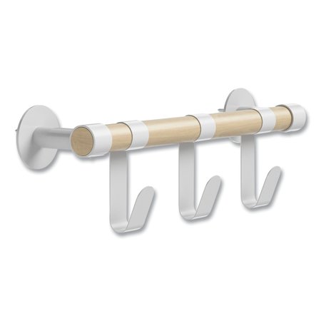 SAFCO Resi Coat Wall Rack, 3 Hook, 19.75w x 4.25d x 6h, White 4263WH